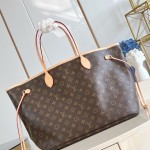 Louis Vuitton Neverfull Large Tote Bag in Monogram Canvas with Leather Trim and Detachable Pouch