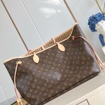 Louis Vuitton Neverfull Large Tote Bag in Monogram Canvas with Leather Trim and Detachable Pouch