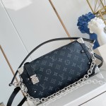 Louis Vuitton M26226 Side Trunk East West Handbag with Monogram Eclipse Canvas and Chain Strap