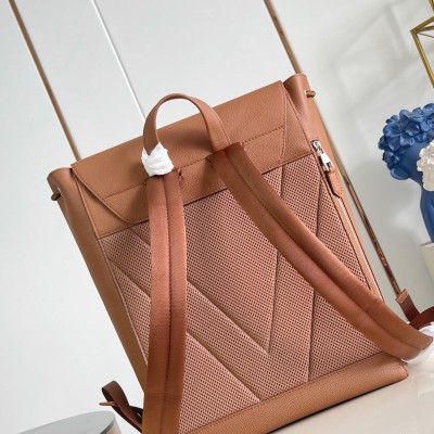 Louis Vuitton - Fastline Backpack in Brown Waxed Calfskin with LV Letter Embossing