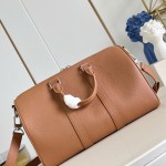 Louis Vuitton Keepall Bandoulière 35 in Waxed Calfskin with LV Initials Embossing
