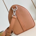 Louis Vuitton Keepall Bandoulière 35 in Waxed Calfskin with LV Initials Embossing