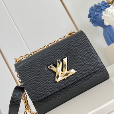 Louis Vuitton - Twist Medium Handbag in Black Epi Leather with Colorful Enamel LV Twist Lock