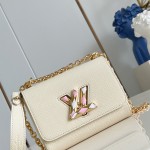 Louis Vuitton Twist Mini Handbag in White Epi Leather with Enamel Twist Lock