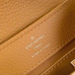 Louis Vuitton Capucines Mini Handbag, M23703, Orange Taurillon Leather, Detachable Shoulder Strap