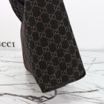 Gucci 865452 Apricot Black Leather Tote Bag