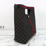 Gucci 865452 Apricot Black Leather Tote Bag