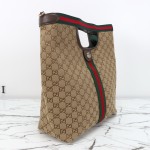 Gucci 865452 Apricot Black Leather Tote Bag