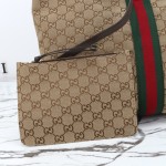 Gucci 865452 Apricot Black Leather Tote Bag