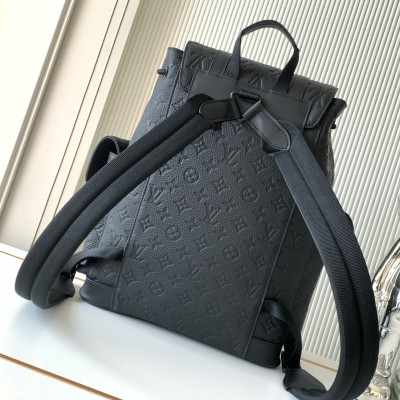 Louis Vuitton - Christopher Backpack in Black Taurillon Leather with Monogram Embossing
