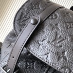 Louis Vuitton Christopher Backpack in Black Taurillon Leather with Monogram Embossing and Side Pockets
