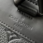 Louis Vuitton Christopher Backpack in Black Taurillon Leather with Monogram Embossing and Side Pockets