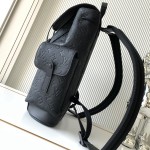 Louis Vuitton Christopher Backpack in Black Taurillon Leather with Monogram Embossing and Side Pockets