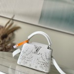 Louis Vuitton Capucines Mini Handbag from the Extraordinary Collection with Embroidered Sequin Floral Design and Gold-Tone Hardware