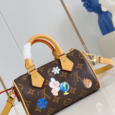Louis Vuitton - Nano Speedy Handbag M15330 Monogram Canvas Vivienne Illustration & Keychain