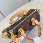 Louis Vuitton Nano Speedy Handbag M15330, Monogram Canvas, Vivienne Illustration and Keychain