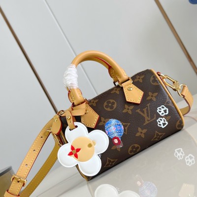 Louis Vuitton - Nano Speedy Handbag M15330 Monogram Canvas Vivienne Illustration & Keychain