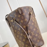 Louis Vuitton Neverfull Inside Out Medium Bag M25664 in Canvas and Leather with Cowhide Leather Trims and Elegant Metallic Hardware