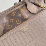 Louis Vuitton Neverfull Inside Out Medium Bag M25664 in Canvas and Leather with Cowhide Leather Trims and Elegant Metallic Hardware