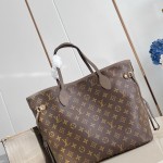 Louis Vuitton Neverfull Inside Out Medium Bag M25664 in Canvas and Leather with Cowhide Leather Trims and Elegant Metallic Hardware