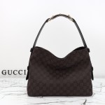 Gucci Brown Canvas Tote with Gray-Green and White Leather – Model 850926 / 850546