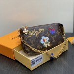 Louis Vuitton Mini Pochette Accessories M15328 with Vivienne Print, Monogram Canvas, and Chain Hook