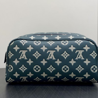 Louis Vuitton - M27180 Green Monogram Shadow Leather Dopp Kit Toiletry Bag
