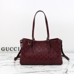 Gucci 815214 Red Embossed Leather Shoulder Bag Original Leather