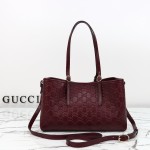 Gucci 815214 Red Embossed Leather Shoulder Bag Original Leather
