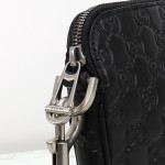 Gucci 850214 Black GG Embossed Leather Handbag Original Leather