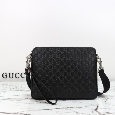 Gucci - 850214 Black GG Embossed Leather Handbag 