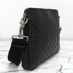 Gucci 850214 Black GG Embossed Leather Handbag Original Leather