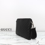 Gucci 850214 Black GG Embossed Leather Handbag Original Leather