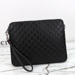 Gucci 850214 Black GG Embossed Leather Handbag Original Leather
