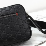 Gucci 850238 Black GG Embossed Leather Shoulder Bag Original Leather