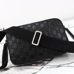 Gucci 850238 Black GG Embossed Leather Shoulder Bag Original Leather