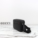 Gucci 850238 Black GG Embossed Leather Shoulder Bag Original Leather