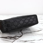 Gucci 850238 Black GG Embossed Leather Shoulder Bag Original Leather