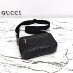 Gucci 850238 Black GG Embossed Leather Shoulder Bag Original Leather