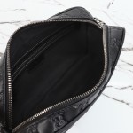 Gucci 850238 Black GG Embossed Leather Shoulder Bag Original Leather