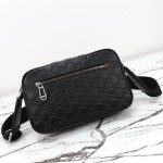 Gucci 850238 Black GG Embossed Leather Shoulder Bag Original Leather