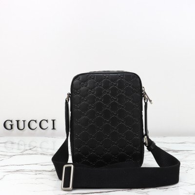 Gucci - 850242 Black Embossed Leather Shoulder Bag (Original Leather, Boutique Dust Bag)