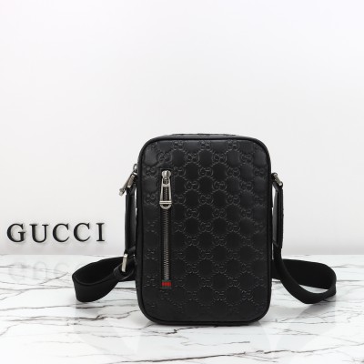 Gucci - 850242 Black Embossed Leather Shoulder Bag (Original Leather, Boutique Dust Bag)