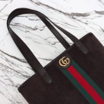 Gucci 834465 Matte Leather Tote Bag Gray Green Burgundy Original Leather