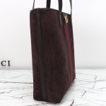 Gucci 834465 Matte Leather Tote Bag Gray Green Burgundy Original Leather