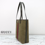 Gucci 834465 Matte Leather Tote Bag Gray Green Burgundy Original Leather