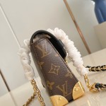 Louis Vuitton East West Trunkie M27266 Monogram Bag with White/Black Chain, Leather Lock and S-lock