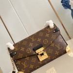 Louis Vuitton East West Trunkie M27266 Monogram Bag with White/Black Chain, Leather Lock and S-lock