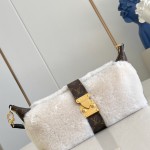 Louis Vuitton Pochette Mia Bag Australian Wool with Monogram Canvas Trim and S-lock Magnetic Closure