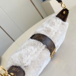 Louis Vuitton Pochette Mia Bag Australian Wool with Monogram Canvas Trim and S-lock Magnetic Closure